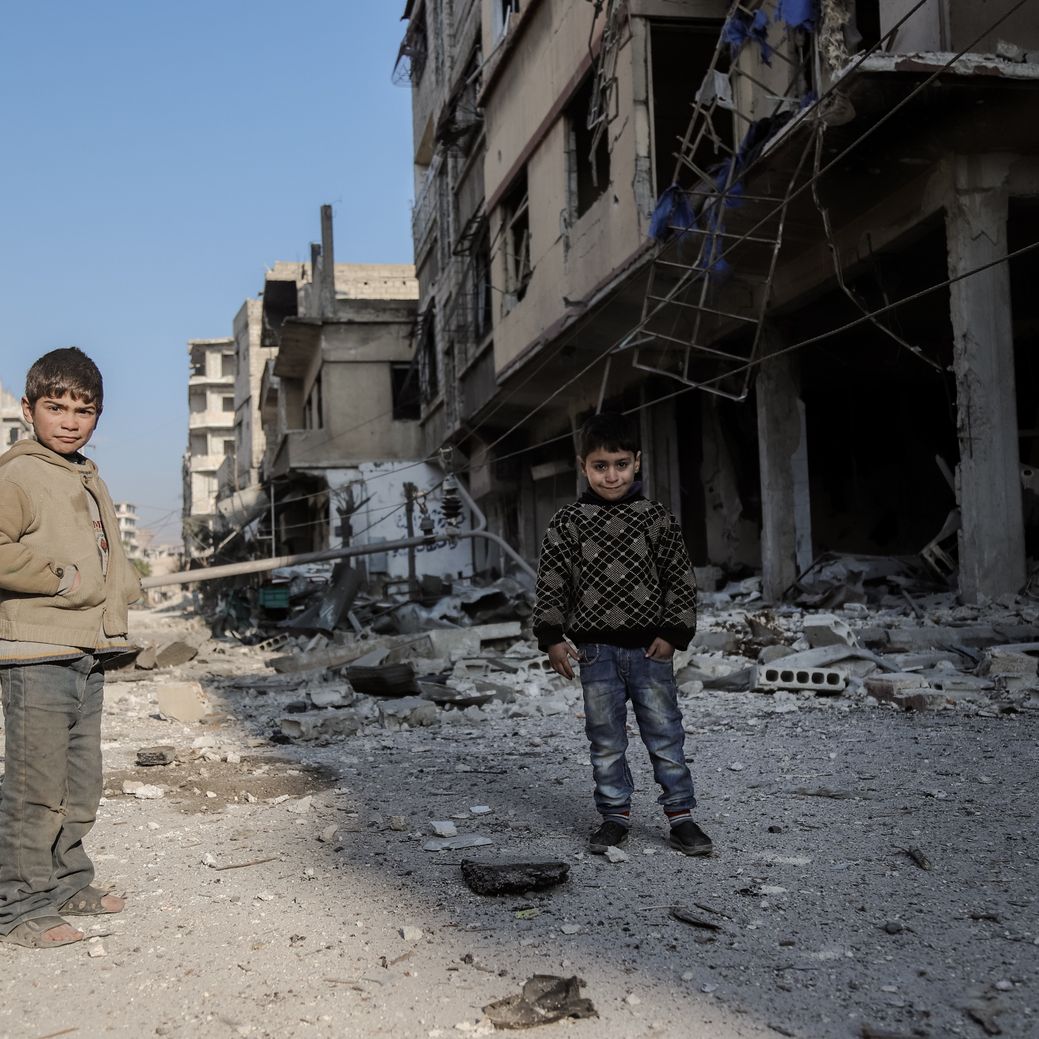 Photo by Salem Mdlala. Two boys in the ruins of Ghouta.